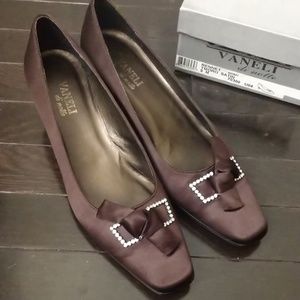 Vaneli Brown Satin Formal Heels size 9